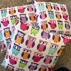 Colorful Owl Print Throw Pillows